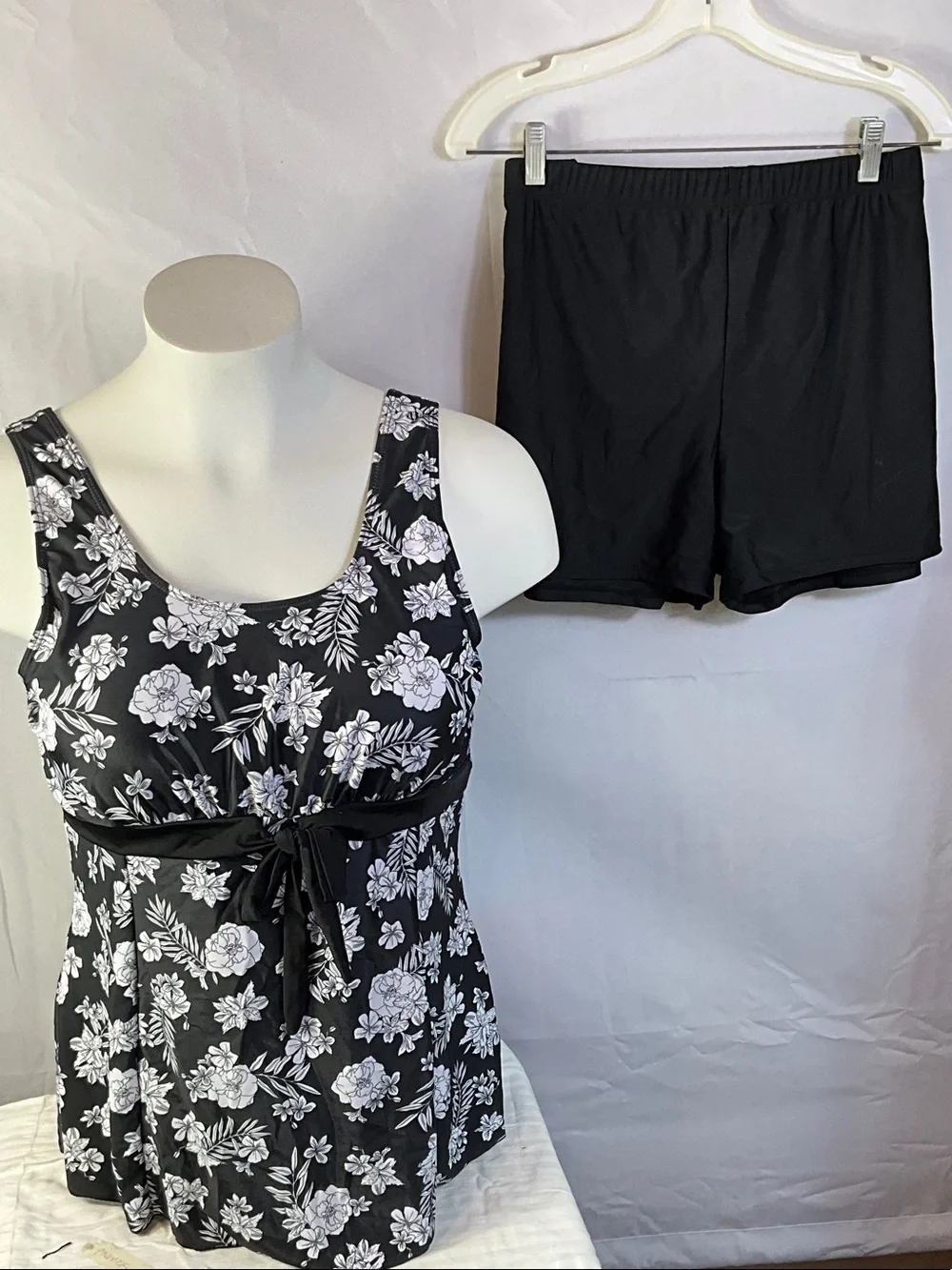 Ecupper Padded Sleeveless Two Piece Floral Tankini Top With Shorts Size 4X